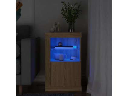 vidaXL Bočná skrinka s LED svetlami dub sonoma kompozitné drevo