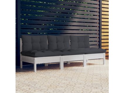 vidaXL 3-miestna záhradná pohovka s antracitovými vankúšmi borovicový masív