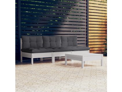 vidaXL 4-dielny záhradný set s antracitovými vankúšmi borovicové drevo