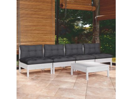 vidaXL 5-dielna záhradná súprava s antracitovými vankúšmi borovica