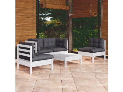 vidaXL 5-dielna záhradná súprava s vankúšmi borovicový masív