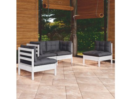 vidaXL 4-dielna záhradná súprava s vankúšmi borovicový masív