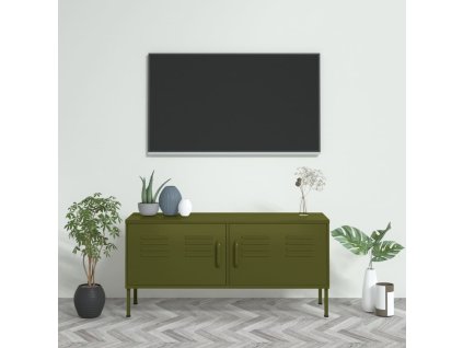 vidaXL TV skrinka olivovo-zelená 105x35x50 cm oceľ