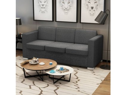 vidaXL 3-miestna pohovka, látka, tmavosivá