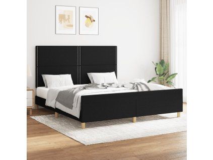 vidaXL Posteľný rám s čelom čierny 160x200 cm látka