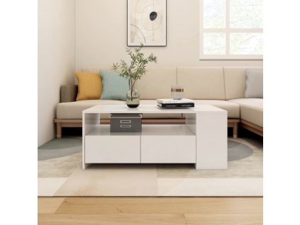 vidaXL Konferenčný stolík biely 102x55x42 cm spracované drevo