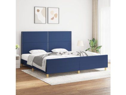 vidaXL Posteľný rám s čelom modrý 200x200 cm látka