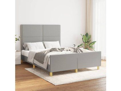 vidaXL Posteľný rám s čelom bledosivý 140x190 cm látka