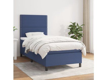 vidaXL Posteľný rám boxspring s matracom modrý 90x200 cm látka