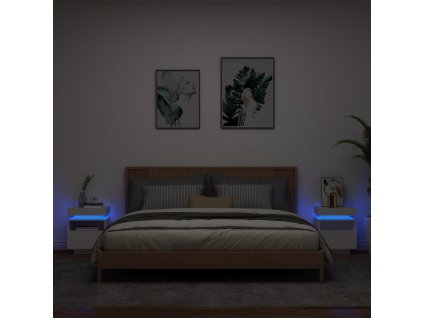 vidaXL Nočné stolíky s LED svetlami 2 ks biele 40x39x48,5 cm