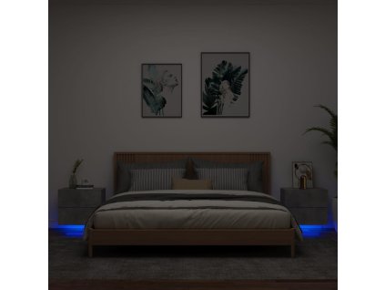 vidaXL Nástenné nočné skrinky s LED osvetlením 2 ks betónovo sivé