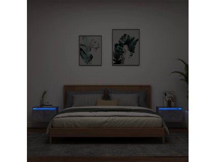 vidaXL Nástenné nočné skrinky s LED osvetlením 2 ks betónovo sivé