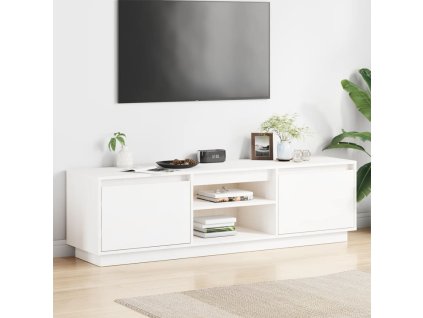 vidaXL TV stolík biely 140x35x40 cm masívna borovica