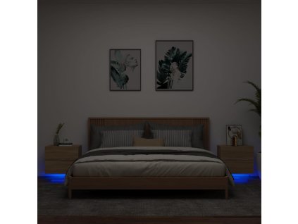 vidaXL Nástenné nočné skrinky s LED osvetlením 2 ks dub sonoma
