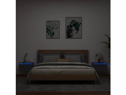 vidaXL Nástenné nočné skrinky s LED osvetlením 2 ks čierne