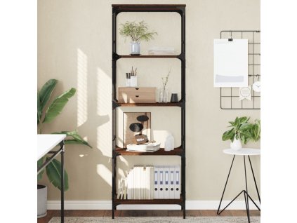 vidaXL Knižnica, 5 políc, hnedý dub 59x35x171 cm, kompozitné drevo