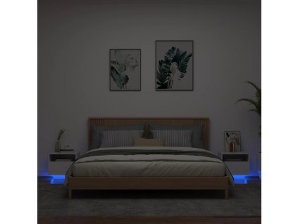 vidaXL Nočné stolíky s LED svetlami 2 ks biele 40x39x37 cm
