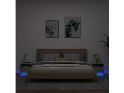 vidaXL Nočné stolíky s LED svetlami 2 ks betónovo sivé 40x39x37 cm
