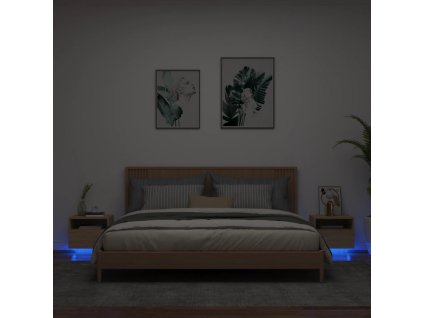 vidaXL Nočné stolíky s LED svetlami 2 ks dub sonoma 40x39x37 cm