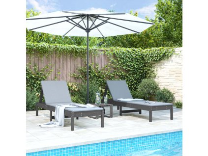 vidaXL Lehátka na opaľovanie 2 ks sivé 199,5x60x74 cm masívna borovica