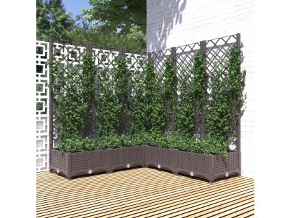 vidaXL Záhradný kvetináč s mriežkou hnedý 120x120x121,5 cm PP