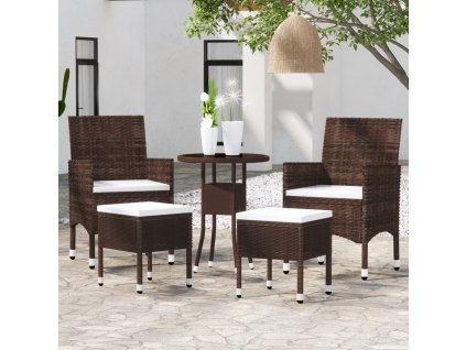 vidaXL 5-dielna záhradná sedacia súprava so sedákmi polyratan hnedá