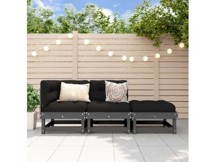 vidaXL 3-dielna záhradná sedacia súprava sivá borovicový masív