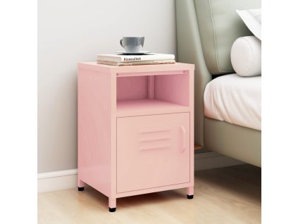 vidaXL Nočný stolík ružový 35x35x51 cm oceľ