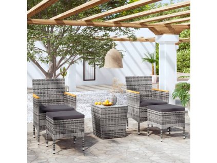 vidaXL 5-dielna záhradná bistro súprava polyratan a tvrdené sklo sivá