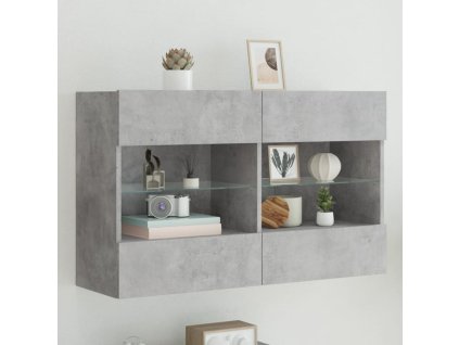 vidaXL TV nástenná skrinka s LED svetlami betónovo sivá 98,5x30x60,5cm