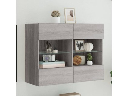 vidaXL TV nástenná skrinka s LED svetlami sivá sonoma 78,5x30x60,5 cm