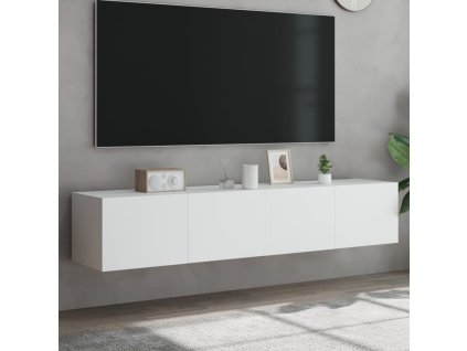 vidaXL TV nástenné skrinky s LED svetlami 2 ks biele 80x35x31 cm