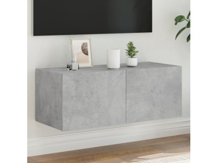 vidaXL TV nástenná skrinka s LED svetlami betónovo sivá 80x35x31 cm