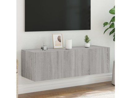 vidaXL TV nástenná skrinka s LED svetlami sivá sonoma 100x35x31 cm