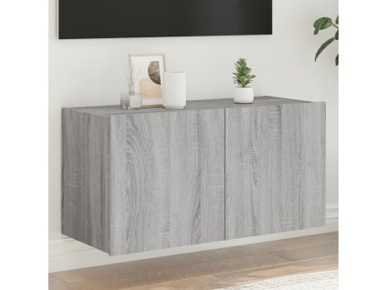 vidaXL TV nástenná skrinka s LED svetlami sivá sonoma 80x35x41 cm