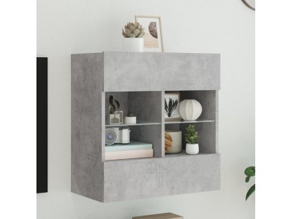 vidaXL TV nástenná skrinka s LED svetlami betónovo sivá 58,5x30x60,5cm