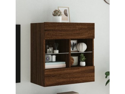vidaXL TV nástenná skrinka s LED svetlami hnedý dub 58,5x30x60,5 cm