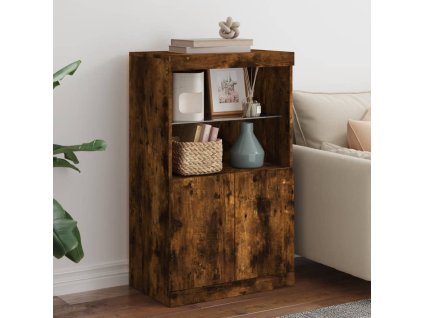 vidaXL Komoda s LED svetlami dymový dub 60,5x37x100 cm