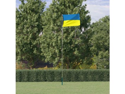 vidaXL Vlajka Ukrajiny a tyč 5,55 m hliník