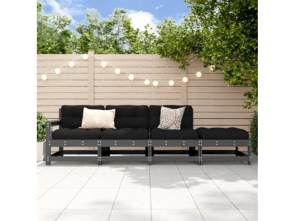 vidaXL 4-dielna záhradná sedacia súprava sivá borovicový masív