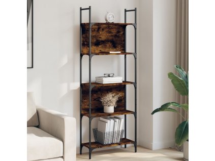 vidaXL Knižnica 5-poschodová dymový dub 60,5x24x166,5 cm kompoz. drevo