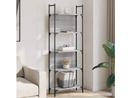 vidaXL Knižnica 5-poschodová sivá sonoma 60,5x24x166,5 cm kompoz.drevo
