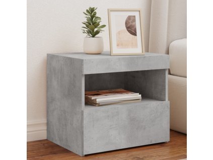 vidaXL Nočné stolíky s LED svetlami 2 ks betónovo sivé 50x40x45 cm