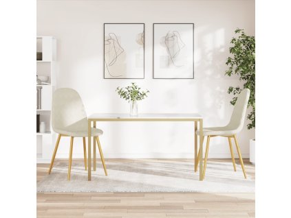 vidaXL Jedálenské stoličky 2 ks, krémovo biele, zamat