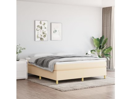 vidaXL Posteľný rám boxspring s matracom krémový 180x200 cm látka