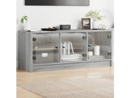 vidaXL TV skrinka so sklenenými dvierkami sivá sonoma 102x37x42 cm
