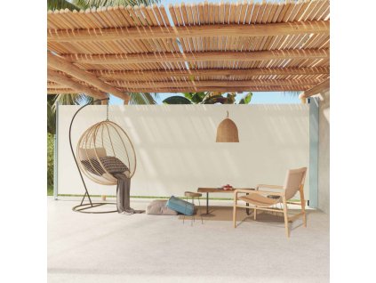 vidaXL Zaťahovacia bočná markíza na terasu 200x600 cm krémová