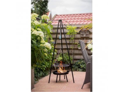 RedFire Záhradný gril s trojnožkou a miskou na oheň 50 cm čierny