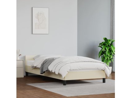 vidaXL Posteľný rám s čelom krémový 100x200 cm umelá koža