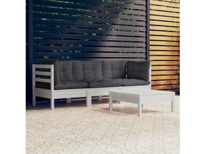 vidaXL 4-dielna záhradná súprava s antracitovými vankúšmi borovica